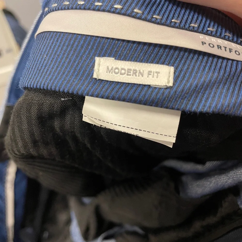 Perry Ellis Portfolio Linen Blend Dress Pants 38x29 Blue